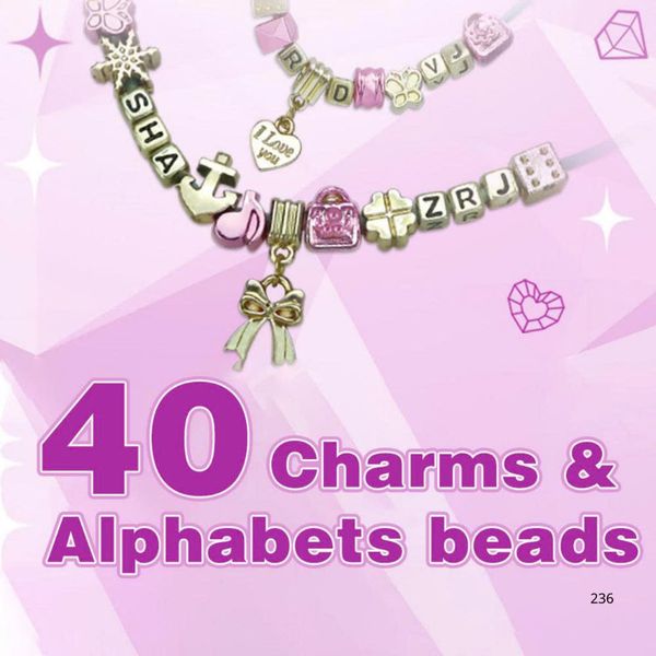 Bộ đồ chơi cho bé gái tự làm trang sức vòng tay, vòng cổ, tự thiết kế sáng tạo DIY hợp kim kèm charm