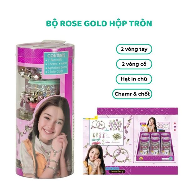 Bộ đồ chơi cho bé gái tự làm trang sức vòng tay, vòng cổ, tự thiết kế sáng tạo DIY hợp kim kèm charm
