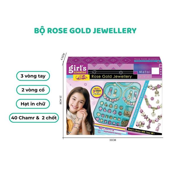 Bộ đồ chơi cho bé gái tự làm trang sức vòng tay, vòng cổ, tự thiết kế sáng tạo DIY hợp kim kèm charm