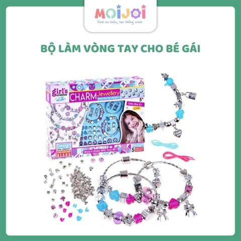 Bộ đồ chơi cho bé gái tự làm trang sức vòng tay, vòng cổ, tự thiết kế sáng tạo DIY hợp kim kèm charm