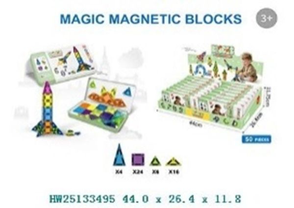Bộ xếp hình nam châm Magic Magnetic Blocks cho bé 3+ – Đồ chơi lắp ghép sáng tạo (29/50 chi tiết)