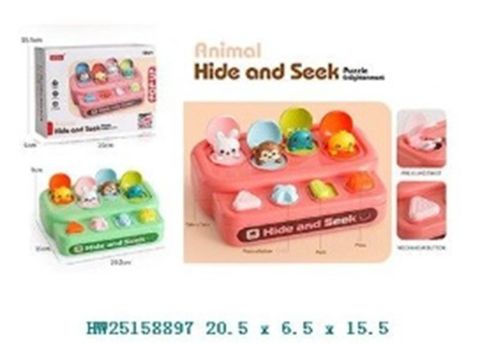 Bộ đồ chơi đập thú bật lên cho bé  Animal hide and seek – Trò chơi gõ chuột, rèn phản xạ, kèm búa đồ chơi