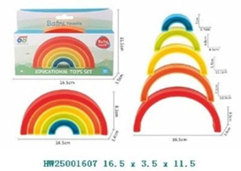 Bộ vòng cầu vồng xếp chồng cho bé – Đồ chơi xếp hình Montessori, nhận biết màu sắc và kích thước