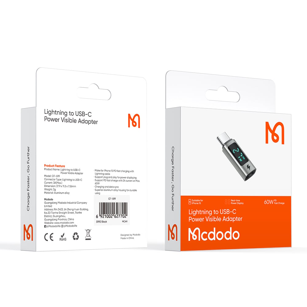 Đầu chuyển Lightning sang USB-C Mcdodo OT-599 PD 60W màn hình - chi tiết 8