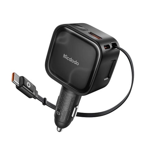 Tẩu Sạc Cho Ô Tô MCDODO FreeGo Pro series CC-871 130W (LED Display, 1*Type-C + 1*USB-A port + with 80cm Built-in Type-C Retractable Cable)
