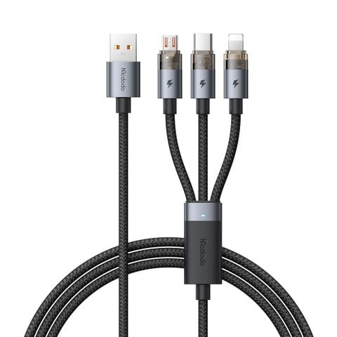 Cáp Sạc Nhanh Đa Năng 3-in-1 USB to M+L+C MCDODO CA-715 6A (1.2m, with Charging Light)