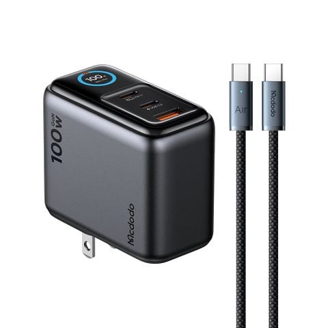Củ Sạc Nhanh MCDODO Gana Ultra Series CH-613 100W (2*Type-C + 1*USB-A port, with Color Smart Display, Support Samsung SFC3.0, Support AVS Protocol Charging, with C to C Cable)