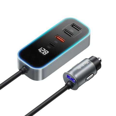 Tẩu Sạc Cho Ô Tô MCDODO CC-190 107W (Digital Display 1*Type-C + 4*USB-A, with 1.5m Cable)