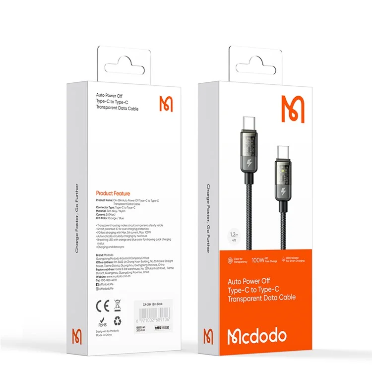 Cáp C to C Mcdodo CA-284 100W tự ngắt 1,2 m - chi tiết 8