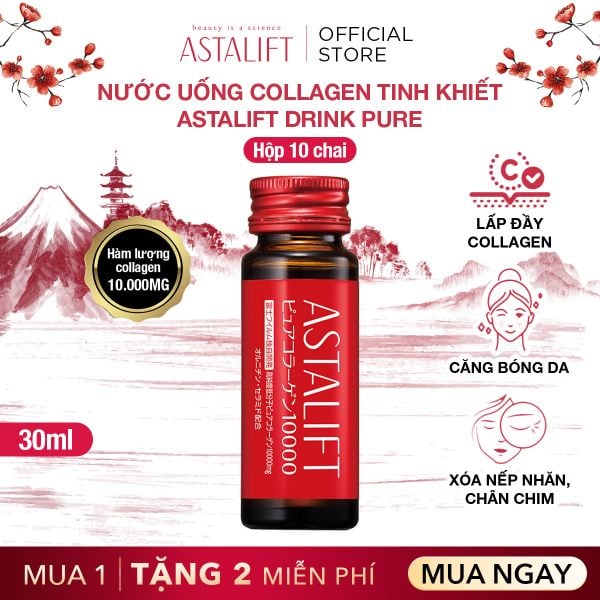  [HỘP 10 CHAI] Nước Uống Collagen ASTALIFT Drink Pure 10.000MG _ MUA 1 TẶNG 2 hộp cùng loại 