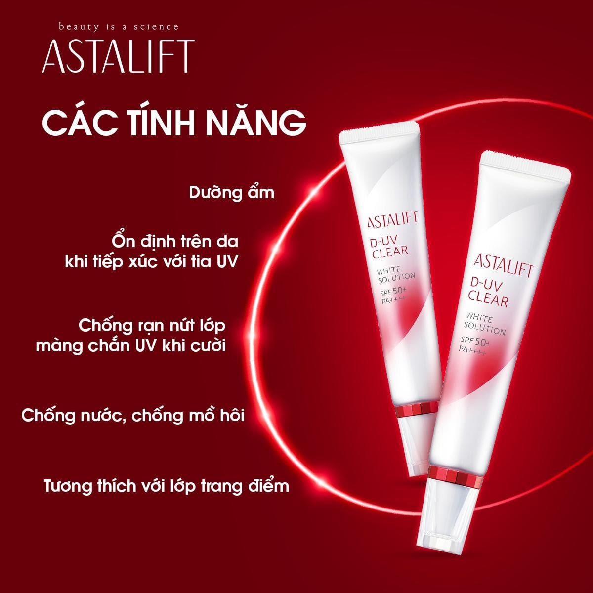  Kem Chống Nắng ASTALIFT D-UV Clear White Solution SPF50+ PA++++ Thay Thế Kem Lót, Chăm Sóc Da Hư Tổn 30ml 