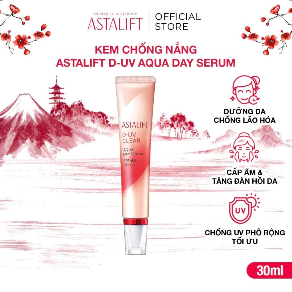  Kem Chống Nắng ASTALIFT D-UV Aqua SPF50+ PA++++ Dưỡng Trắng, Giữ Ẩm, Chăm Sóc Da Lão Hóa 30ml 