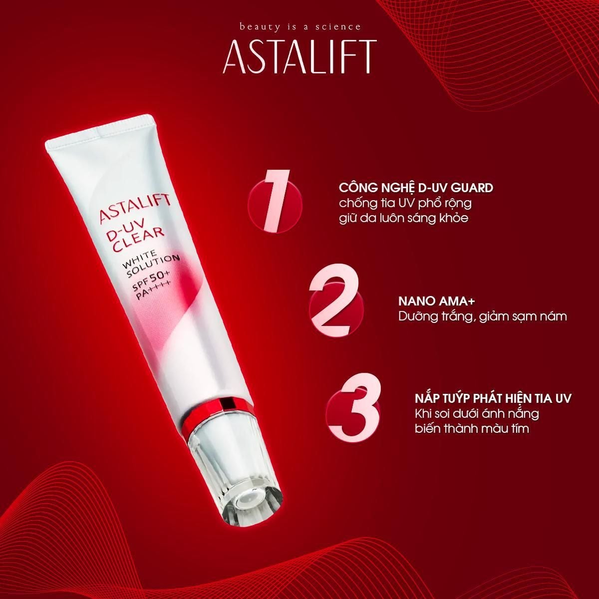  Kem Chống Nắng ASTALIFT D-UV Clear White Solution SPF50+ PA++++ Thay Thế Kem Lót, Chăm Sóc Da Hư Tổn 30ml 