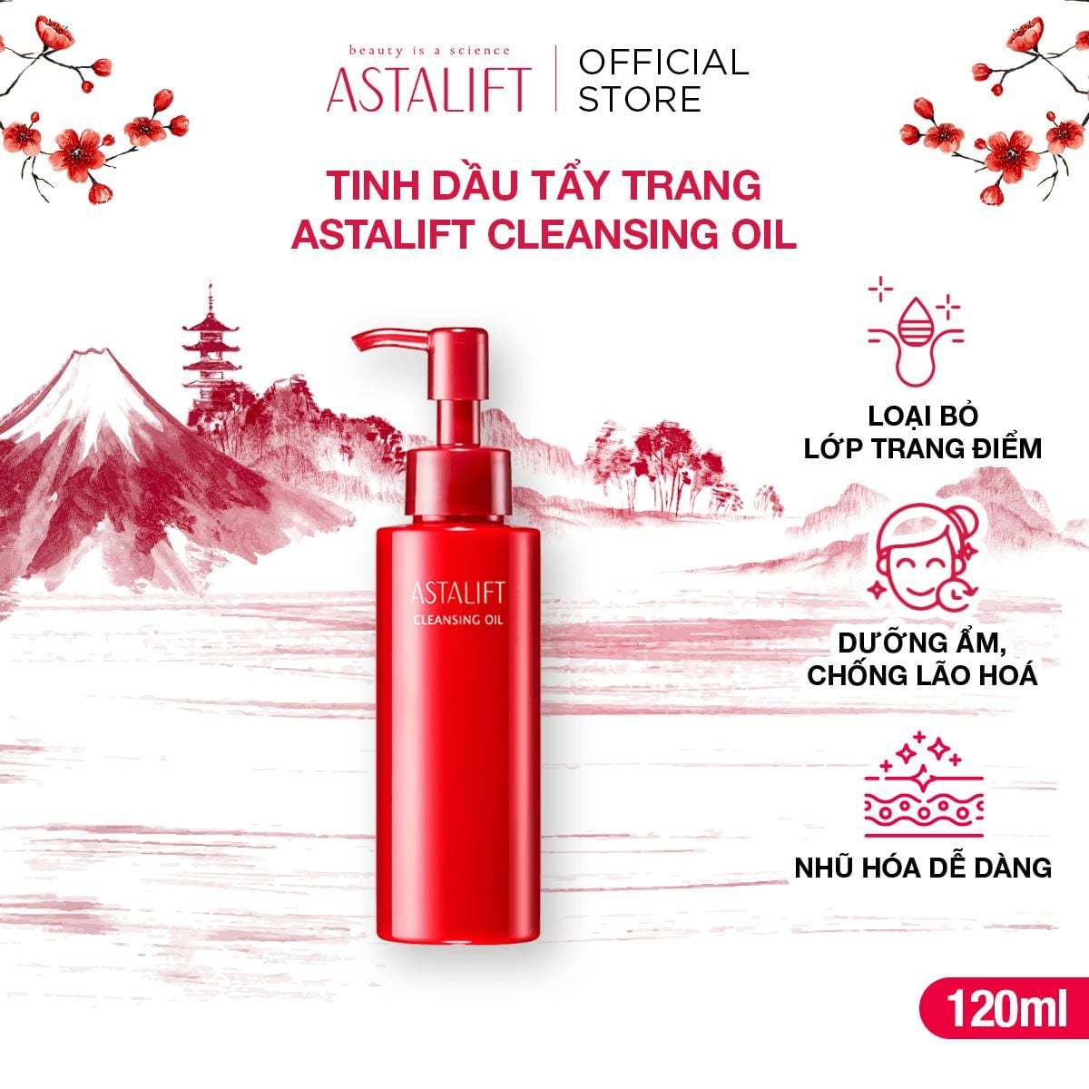  Tinh Dầu Tẩy Trang ASTALIFT Cleansing Oil Giúp Làm Sạch Sâu, Dưỡng Ẩm Dịu Nhẹ 120ml 