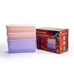 Bộ 3 hộp đựng thực phẩm Tupperware trữ khô và mát Cubix Rectangle 3.1L và 1.4L