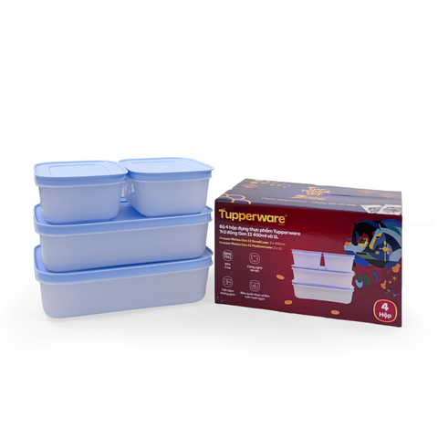 Bộ 4 hộp đựng thực phẩm Tupperware trữ đông Gen II 450ml và 1L