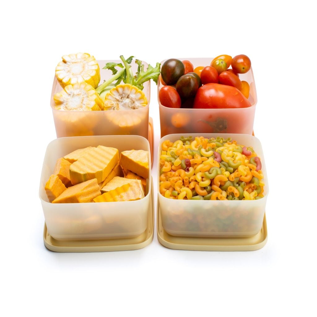 Bộ 4 hộp đựng thực phẩm Tupperware trữ khô và mát Cubix Square 1L và 650mL