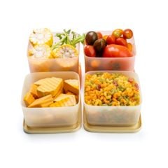 Bộ 4 hộp đựng thực phẩm Tupperware trữ khô và mát Cubix Square 1L và 650mL
