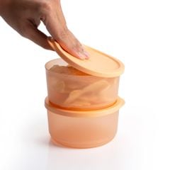 Bộ 2 hộp đựng thực phẩm Tupperware trữ khô và mát Stacking Round Medium 530ml