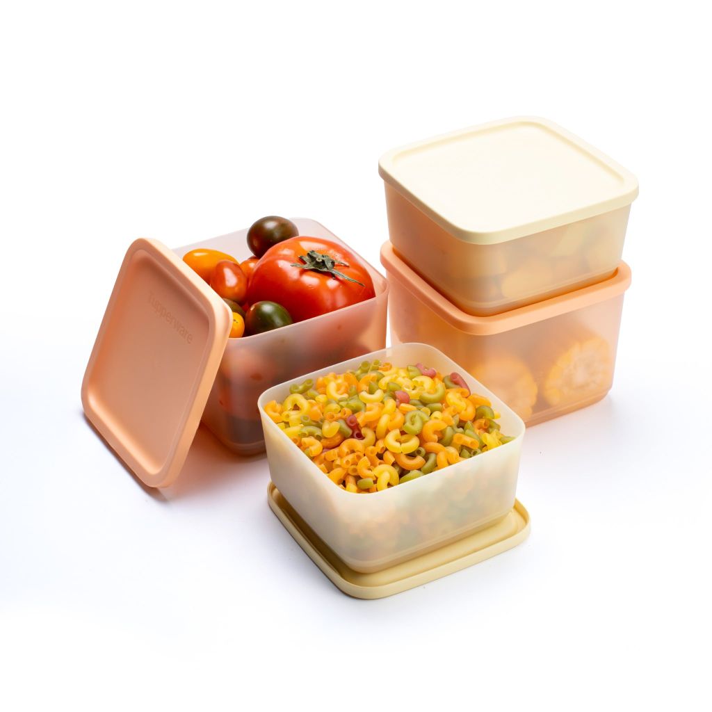 Bộ 4 hộp đựng thực phẩm Tupperware trữ khô và mát Cubix Square 1L và 650mL