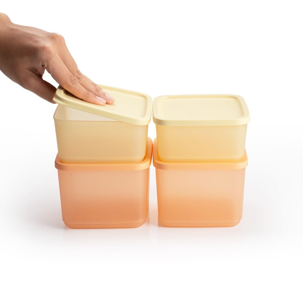 Bộ 4 hộp đựng thực phẩm Tupperware trữ khô và mát Cubix Square 1L và 650mL
