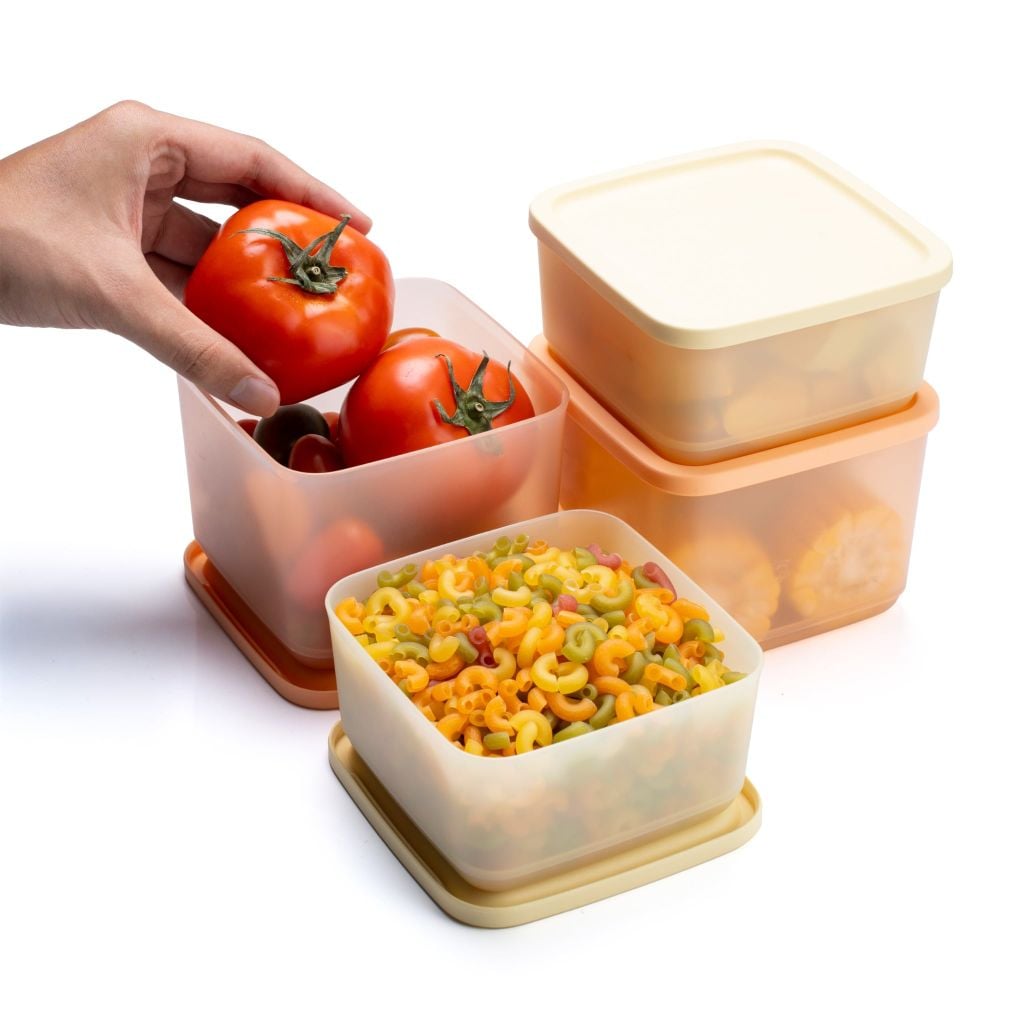 Bộ 4 hộp đựng thực phẩm Tupperware trữ khô và mát Cubix Square 1L và 650mL