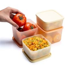 Bộ 4 hộp đựng thực phẩm Tupperware trữ khô và mát Cubix Square 1L và 650mL