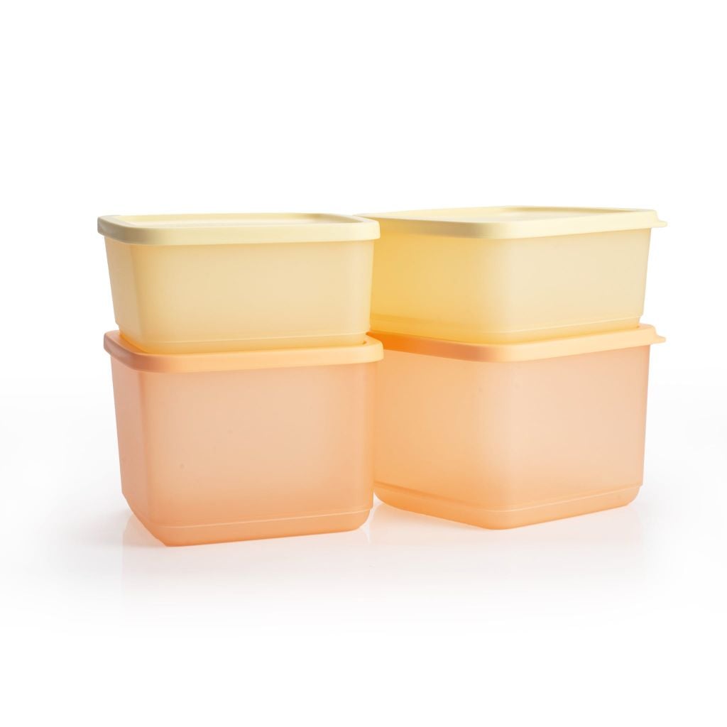 Bộ 4 hộp đựng thực phẩm Tupperware trữ khô và mát Cubix Square 1L và 650mL