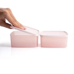 Bộ 2 hộp đựng thực phẩm Tupperware trữ khô và mát Stacking Square Small 400ml