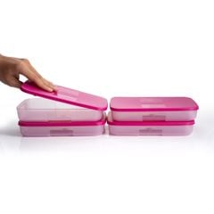 Bộ 4 hộp đựng thực phẩm Tupperware trữ đông Gen I Medium 650ml - Sheer Fdust