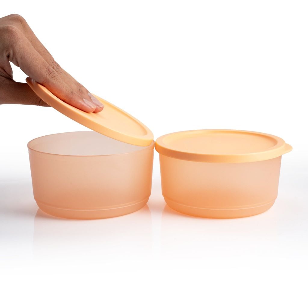 Bộ 2 hộp đựng thực phẩm Tupperware trữ khô và mát Stacking Round Medium 530ml