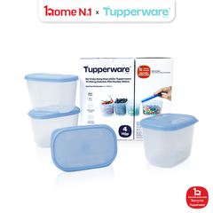 Bộ 4 Hộp Đựng Thực Phẩm Tupperware Trữ Đông Gen I Mini 300ml Nắp Sheer Cobalt