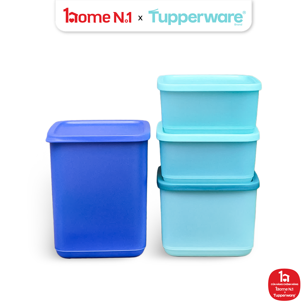Bộ 8 Hộp Đựng Thực Phẩm Tupperware Trữ Khô và Trữ Mát Fresh Block Vuông