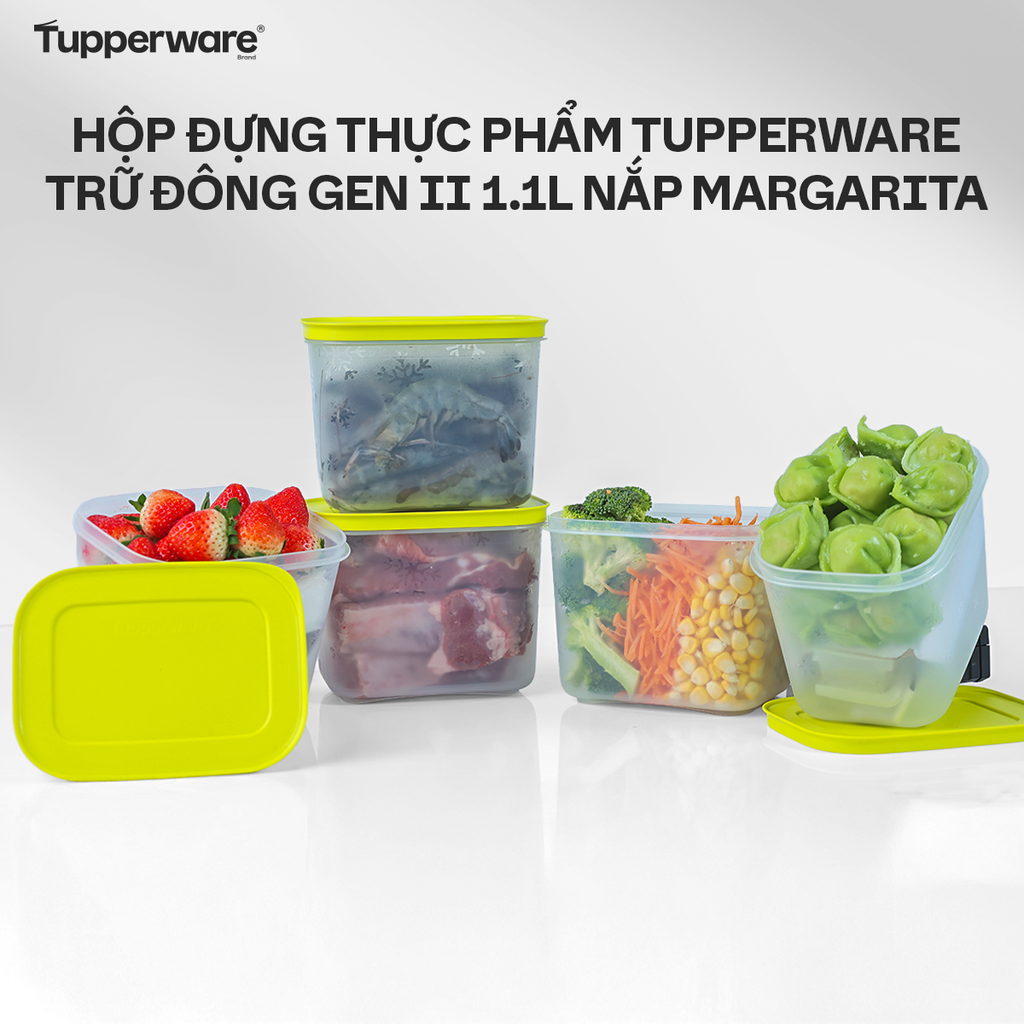 Bộ 4 Hộp Đựng Thực Phẩm Tupperware Trữ Đông Gen II 1.1L Nắp Margarita