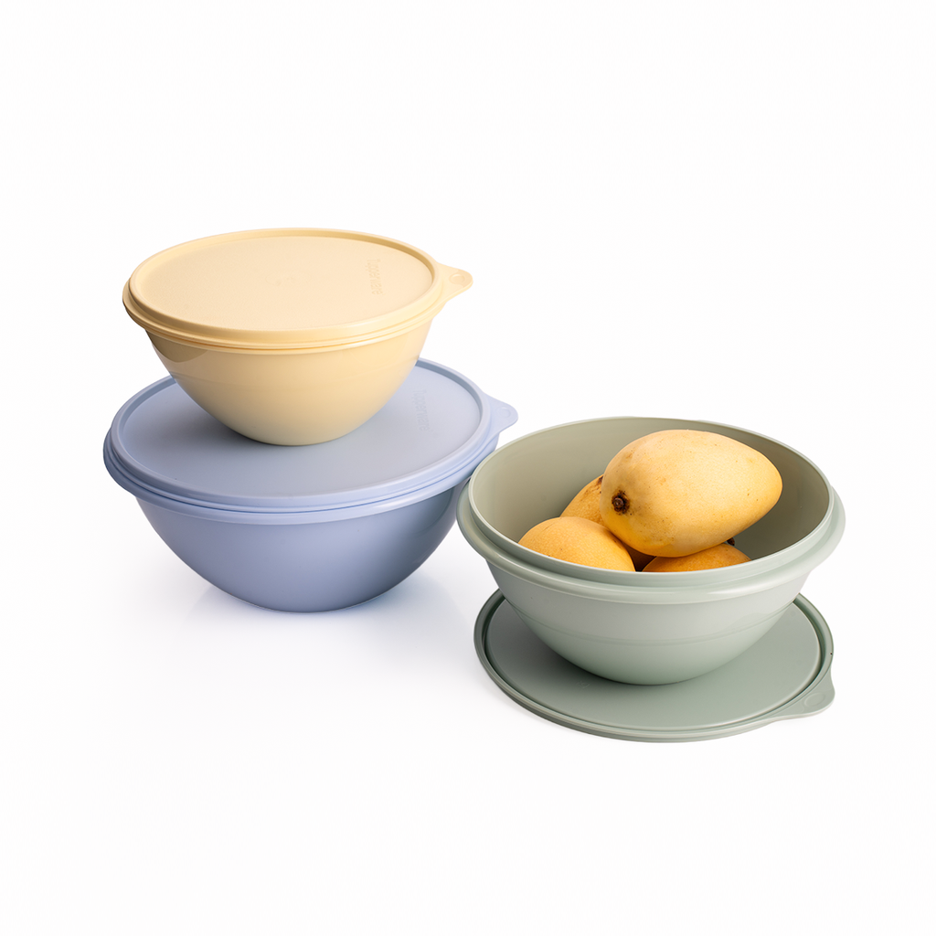 Bộ 3 Hộp Đựng Thực Phẩm Tupperware Trữ Khô Và Mát Original Bowl 2.5L 1.7L 1.1L