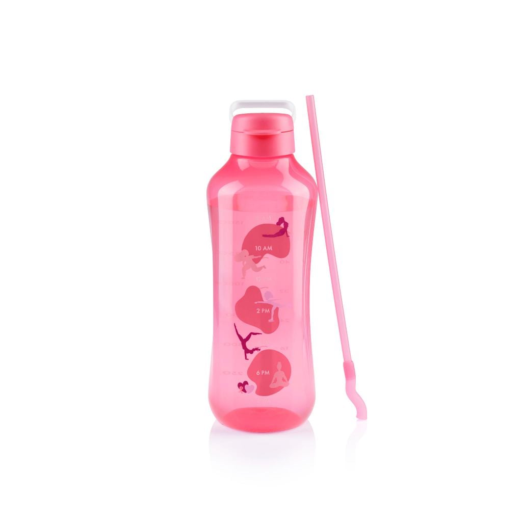 Bình đựng nước Tupperware Aquavibe có tay cầm và ống hút 2L - Pink October
