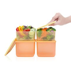 Bộ 4 hộp đựng thực phẩm Tupperware trữ khô và mát Cubix Square 1L và 650mL