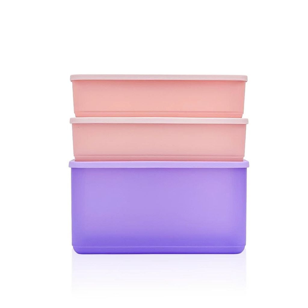 Cubix Rectangular Set Tupperware Bộ 3 hộp đựng thực phẩm Tupperware trữ khô và mát Cubix Rectangle 3.1L