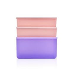 Bộ 3 hộp đựng thực phẩm Tupperware trữ khô và mát Cubix Rectangle 3.1L và 1.4L