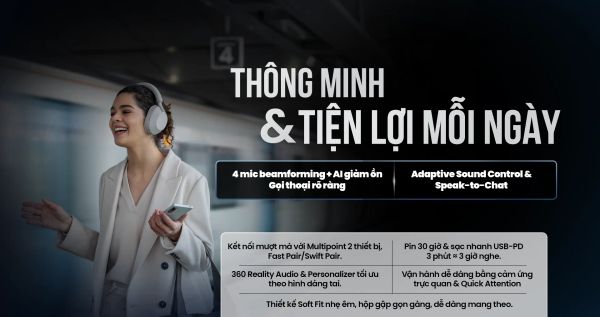 Tai nghe không dây có công nghệ chống ồn WH-1000XM5