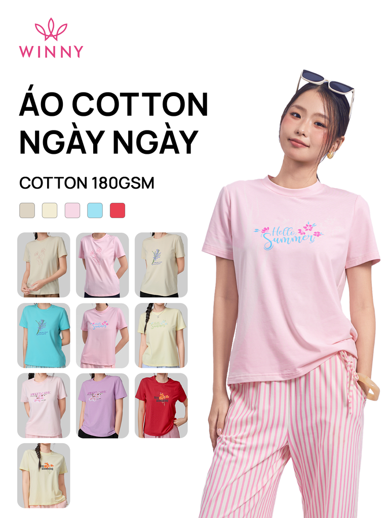 Áo WINNY cotton tay ngắn 180gsm 1HACT26010N