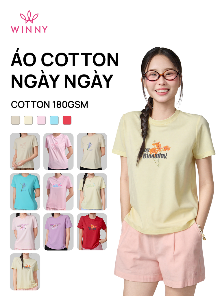 Áo WINNY cotton tay ngắn 180gsm 1HACT26010N