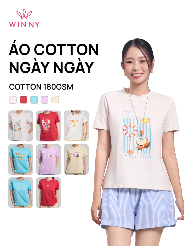 Áo WINNY cotton tay ngắn 180gsm 1HACT26011N