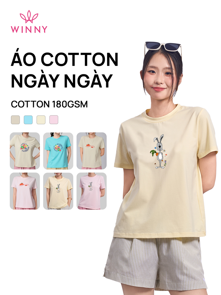 Áo WINNY cotton tay ngắn 180gsm 1HACT26012N