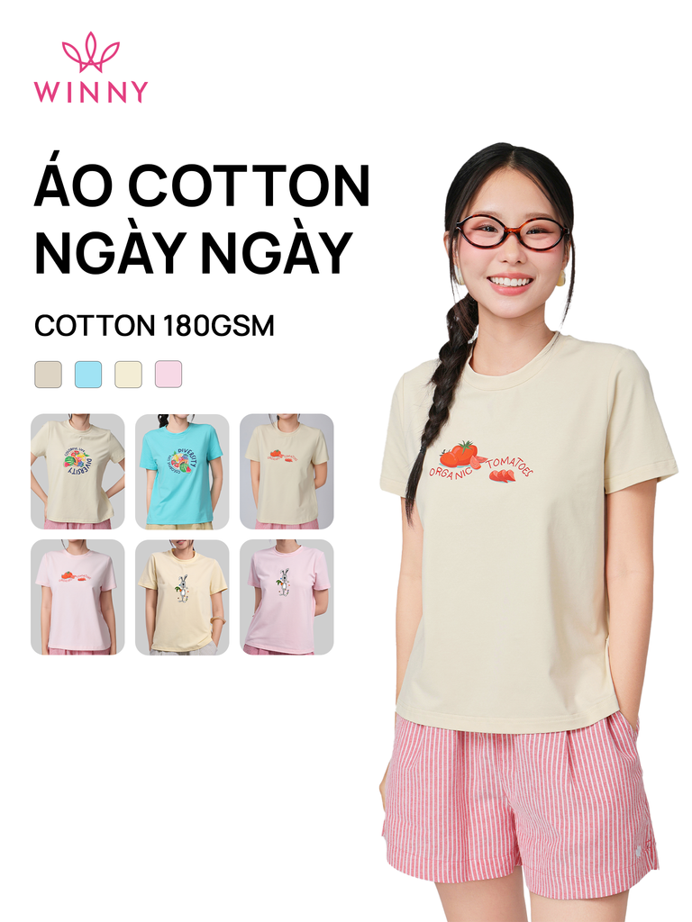 Áo WINNY cotton tay ngắn 180gsm 1HACT26012N