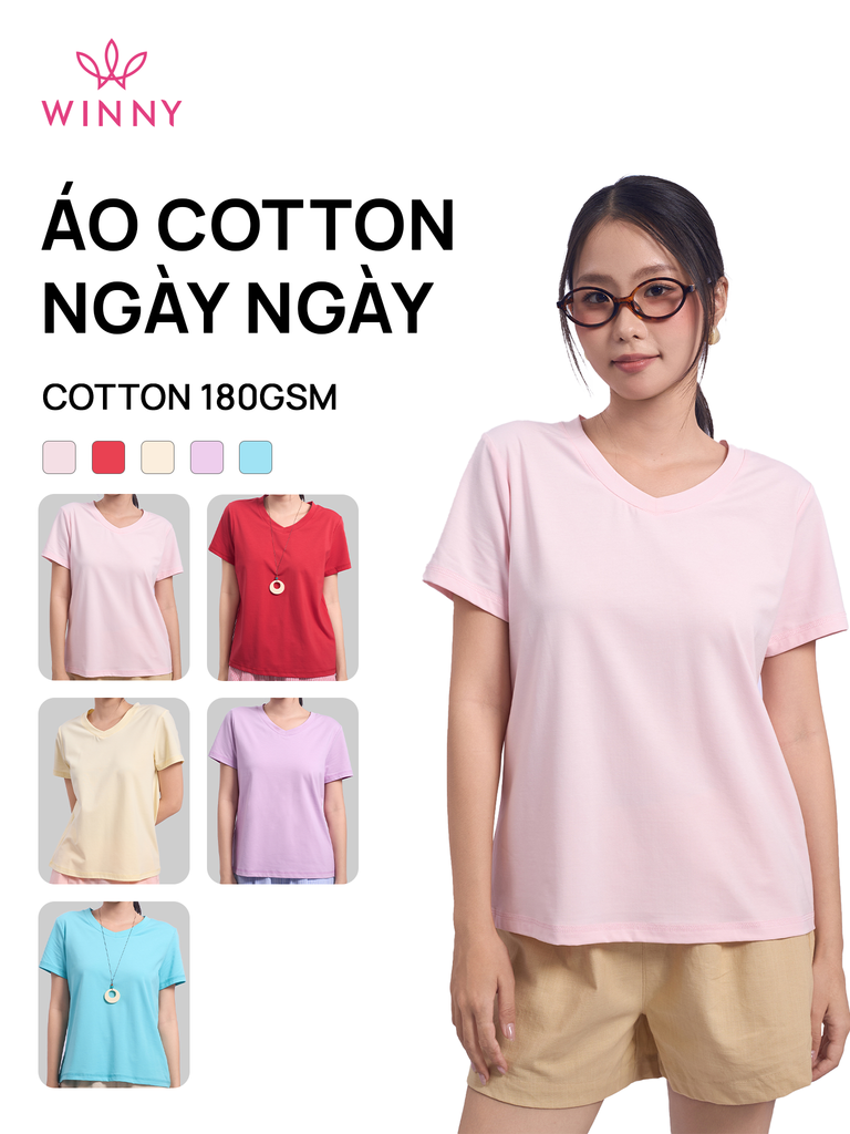Áo WINNY cotton tay ngắn 180gsm 1HACT26007N