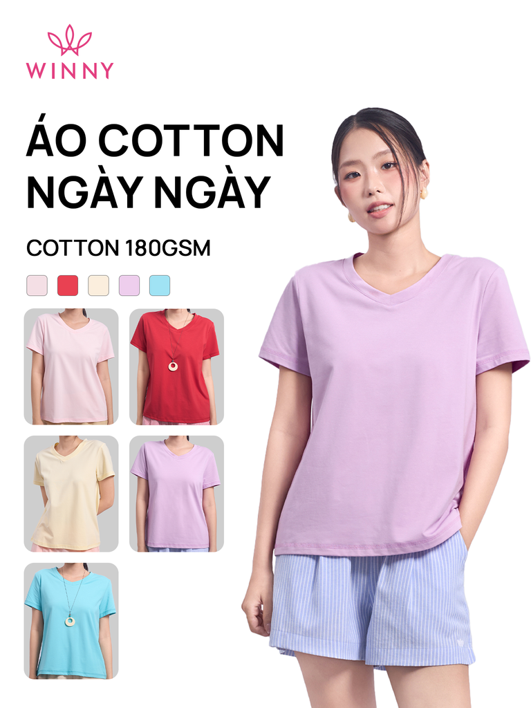 Áo WINNY cotton tay ngắn 180gsm 1HACT26007N