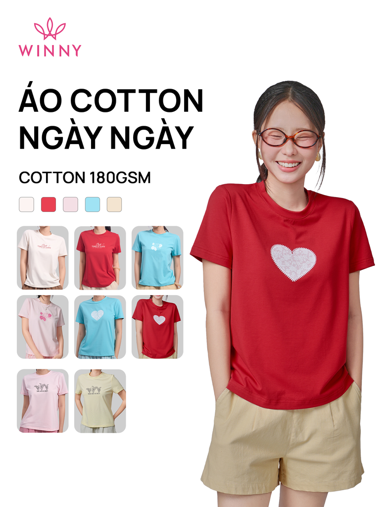 Áo WINNY cotton tay ngắn 180gsm 1HACT26008N