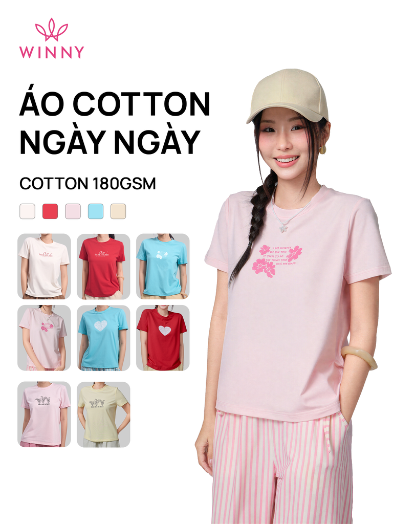 Áo WINNY cotton tay ngắn 180gsm 1HACT26008N