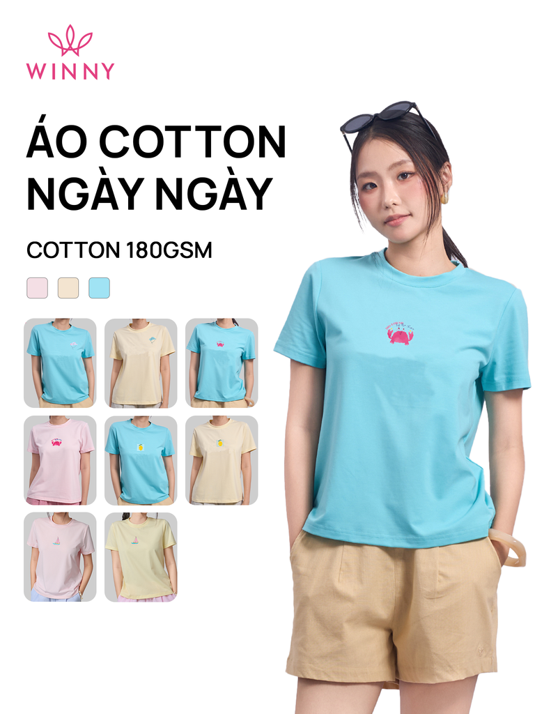 Áo WINNY cotton tay ngắn 180gsm 1HACT26009N